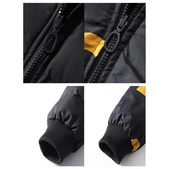 Men's Dynamic Black & Yellow Hooded Puffer - New Urban Style Jacket - Picture 7 of 10